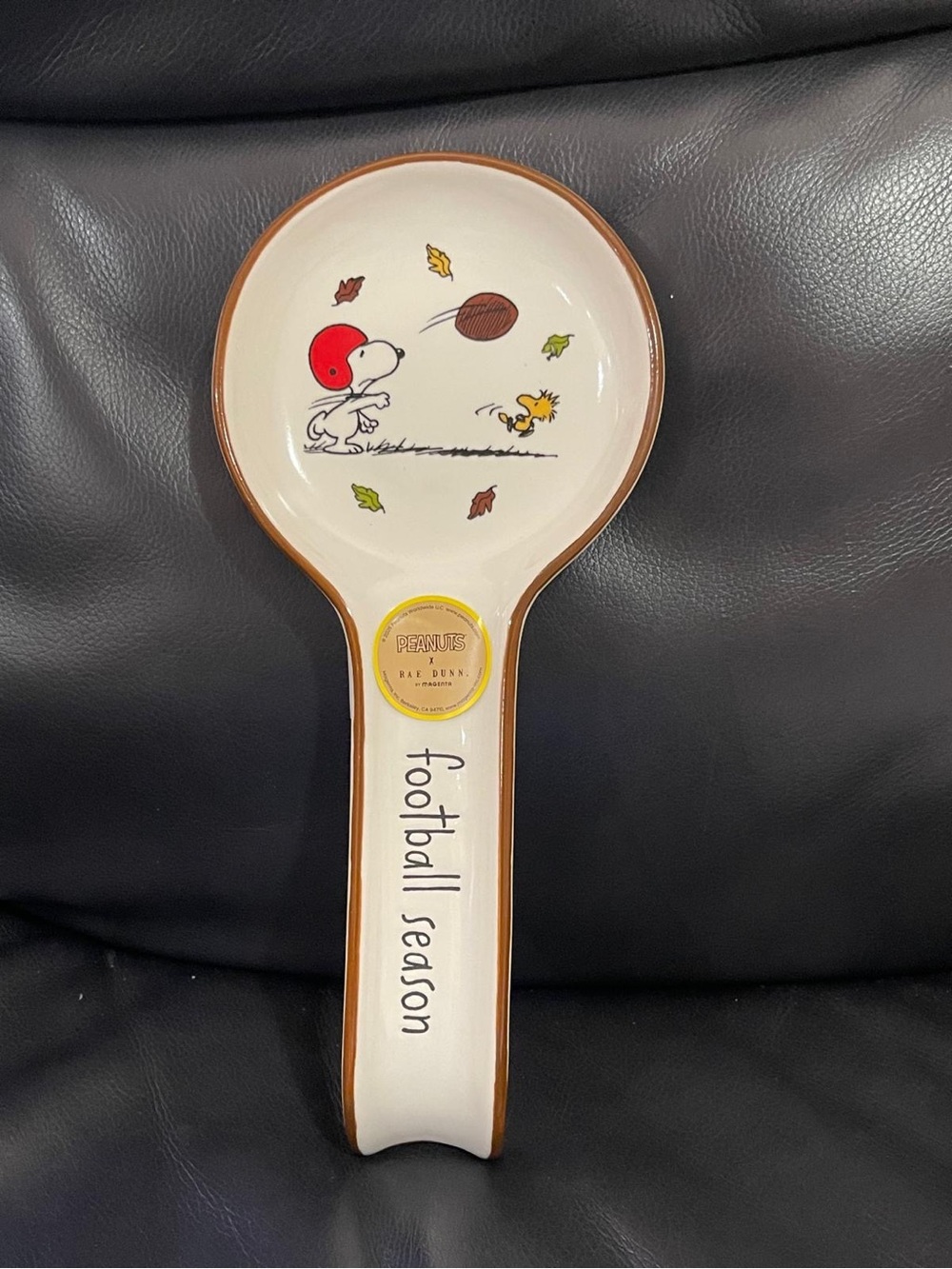 Rae Dunn Peanuts Football Spoon Rest  - Rae Dunn Peanuts FOOTBALL SEASON Spoon